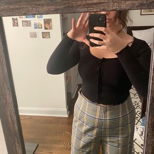 Black long sleeve button up top